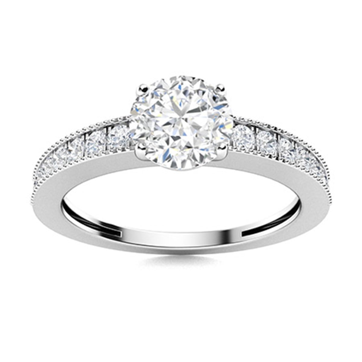 AVDAN 0.92 ct. t.w. Round Shape Moissanite Diamond Sterling Silver Women's Promise Ring